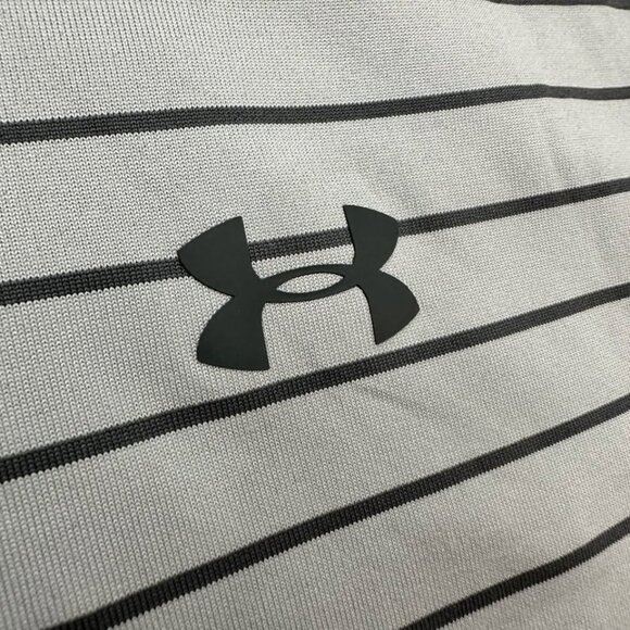 Under Armour Playoff Polo Shirt (Medium) Gray Black Stripe Mens - Picture 4 of 6